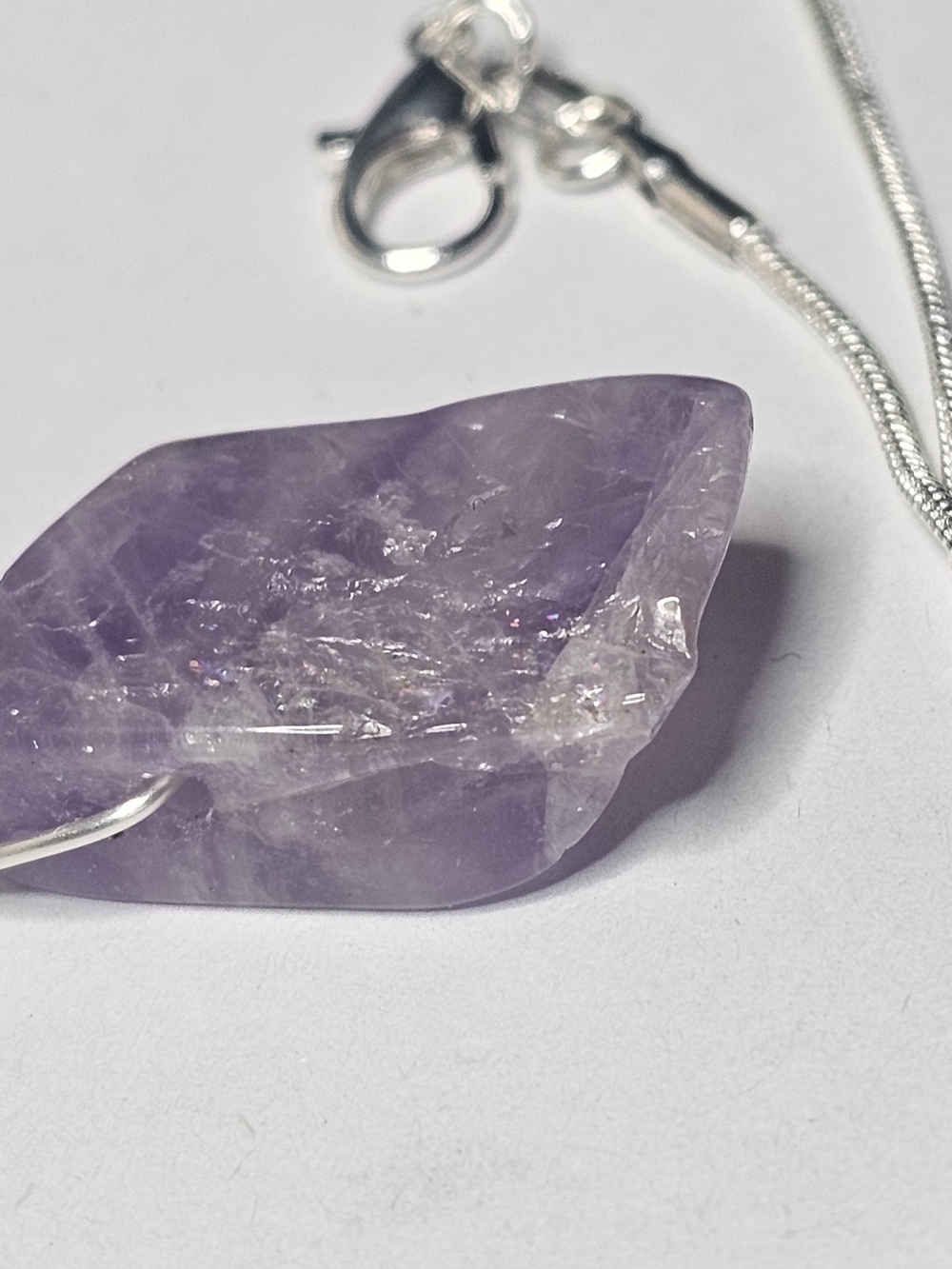 Amethyst Stone Pendant Necklace - Purple Gem - Picture 3 of 4